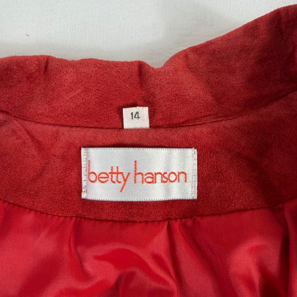 Vintage 80s Betty Hanson Red Suede Leather Cropped Blazer Jacket Size 14 NWT - Picture 4 of 11